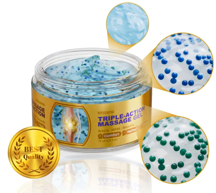 Kinzeno triple-action massage gel jar with micro-bubble formula